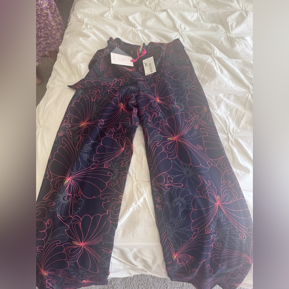 JB by Julie Brown Navy and Pink Floral Pants